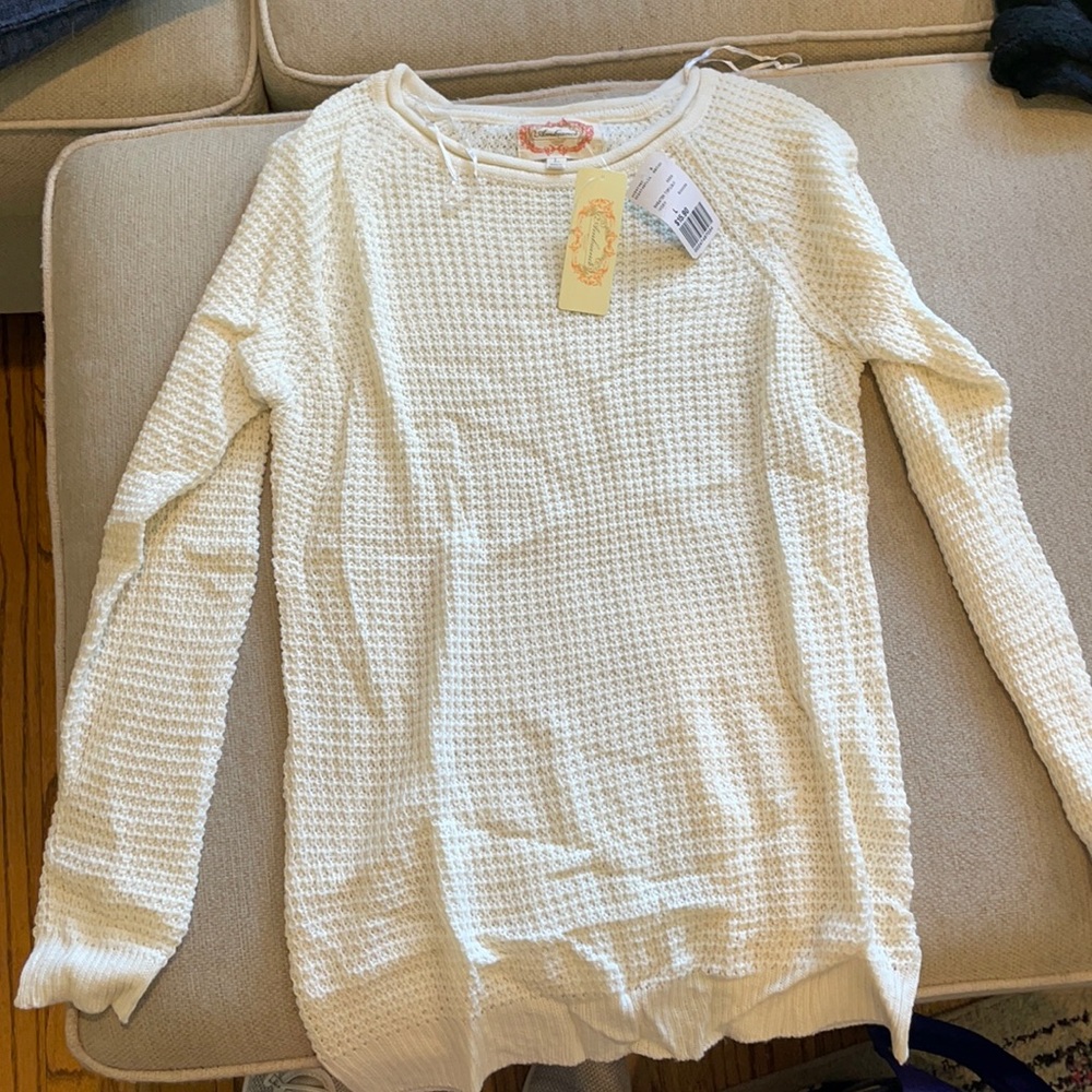 NWT cream crochet sweater